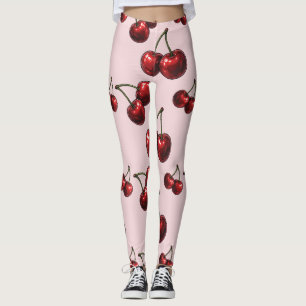 Leggings Glossy Red Cherries Retro Glam "Juicy & Sweet"