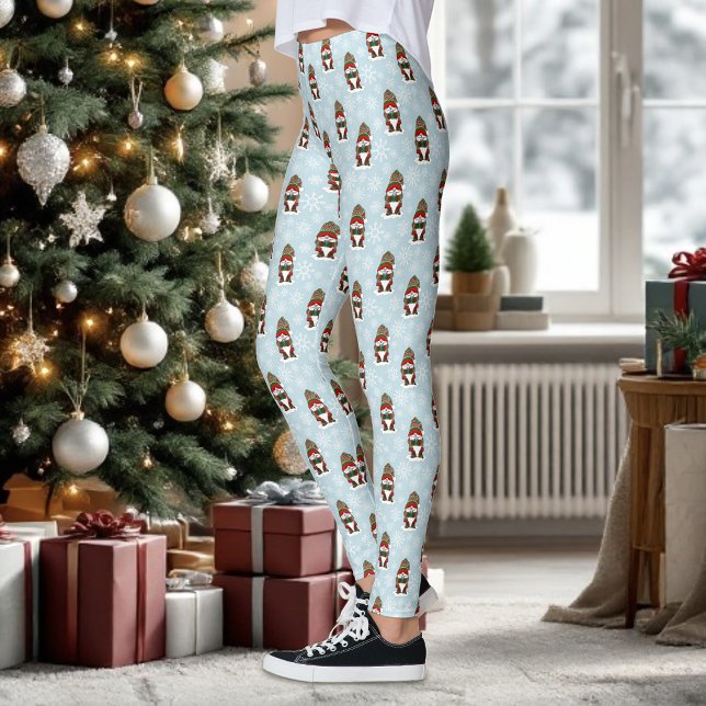 Leggings Gnome de Noël Cosy Rouge Vert Hiver Mignon (Créateur téléchargé)