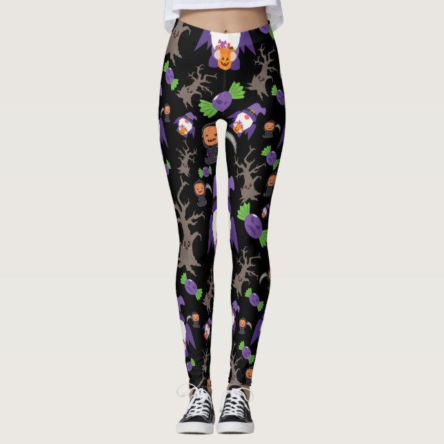 Leggings Gnome de sorcière Halloween effrayant (Devant)