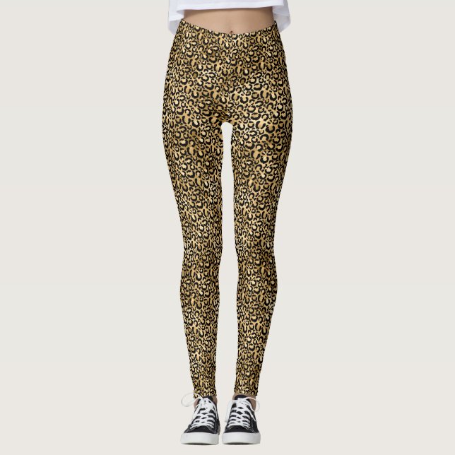 Leggings Gold Glam Black Leopard (Devant)