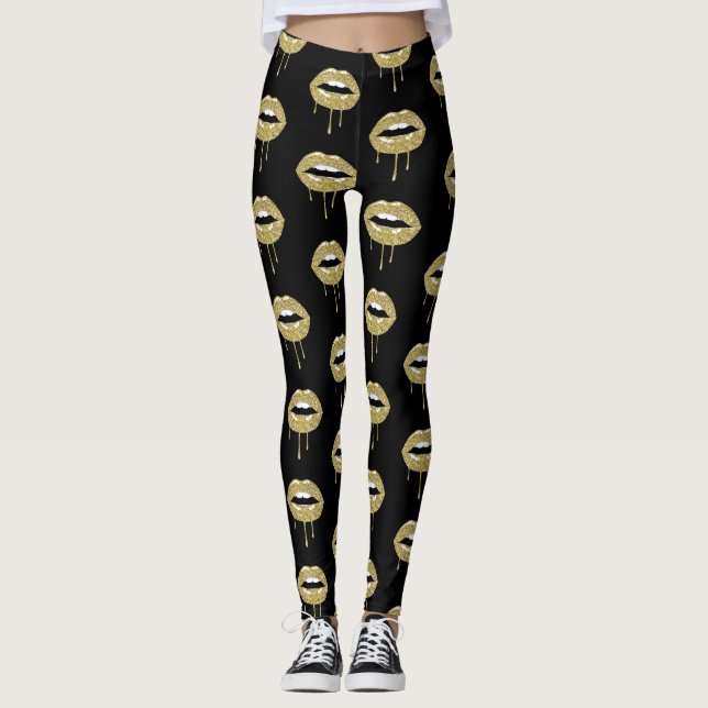 Leggings Gold Luxury Beauty Glam Gold Drips (Devant)