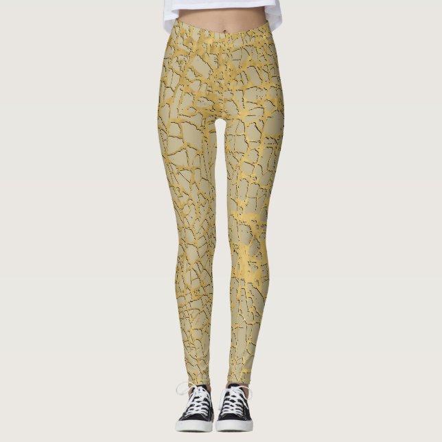 Leggings Gold Marbling : Grunge Texture Design (Devant)