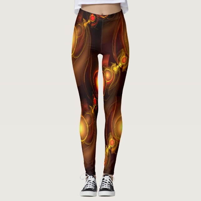 Leggings Gold Modern Boho Elegant Abstract Art Pattern #501 (Devant)