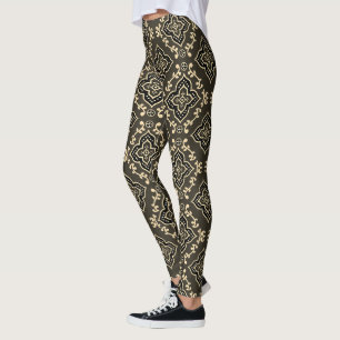Leggings Gold n Motif géométrique Brown / Impression indien