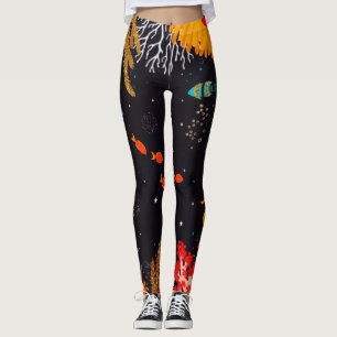 Leggings Gold Orange Tropical Summer Ocean Underwater