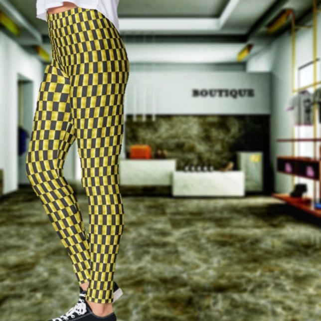 Leggings Gold-Panneau-Noir-IV (Step out in contemporary style, when wearing these Gold,-Paneled Black IV Leggings!)