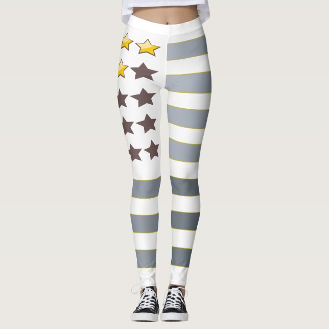 Leggings Gold Stars Silver Stripes (Devant)