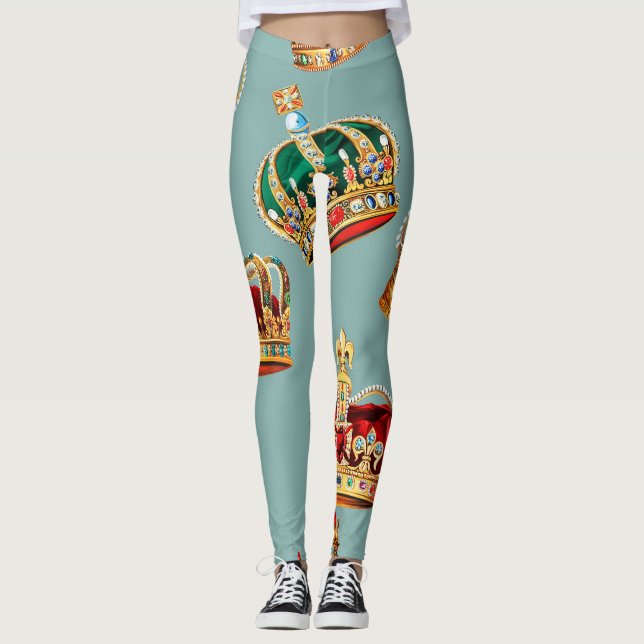 Leggings Golden Crown Baroque Mode Texture (Devant)
