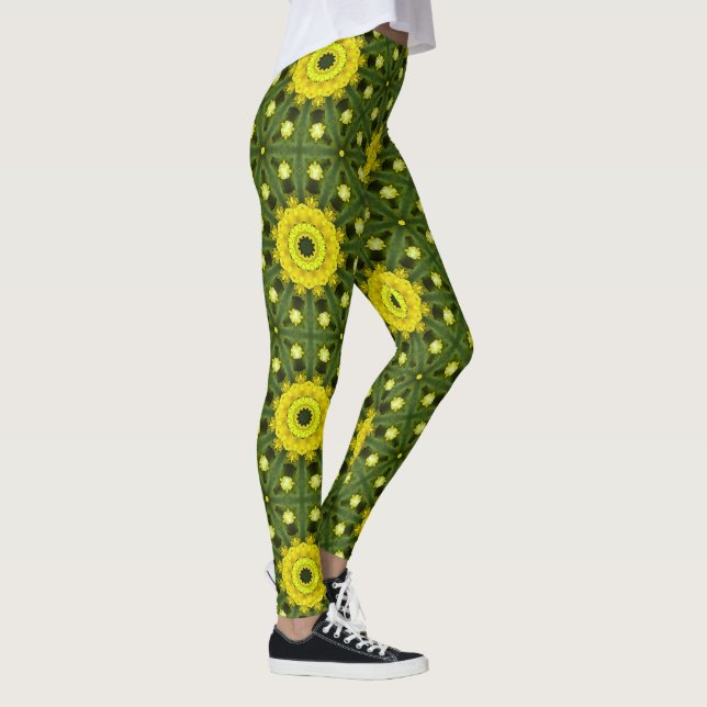 Leggings Golden Green Sunburst Kaleidoscope motif floral (Droite)