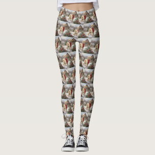 Leggings Golden Retriever Dog in Snow Christmas