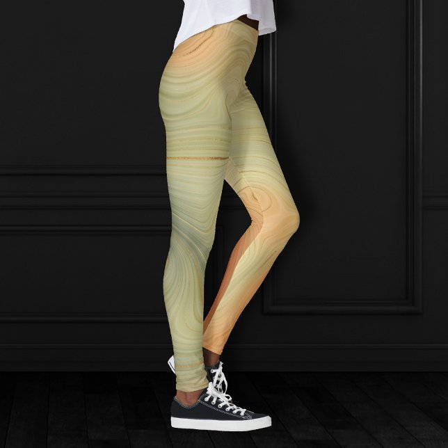 Leggings Golden Strata | Pêche Brûlée Orange Vert Agate (Créateur téléchargé)