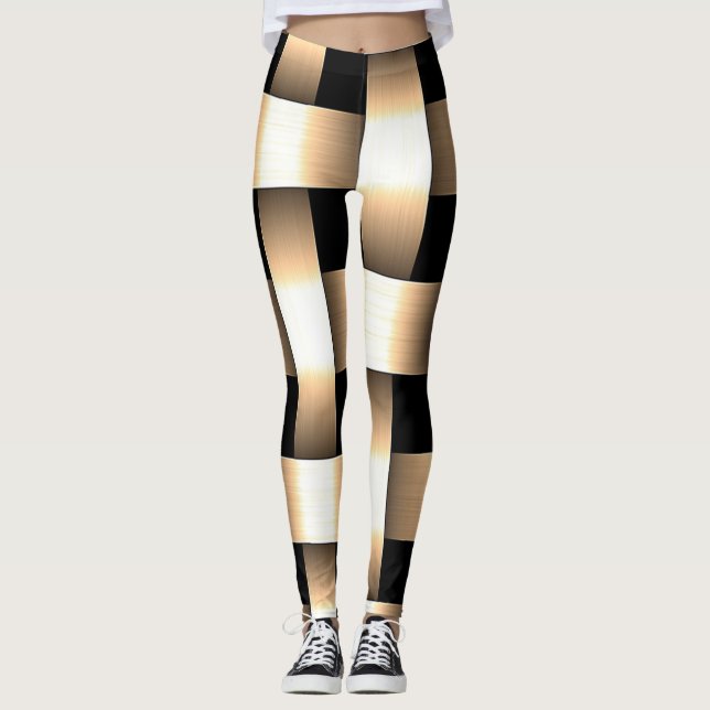 Leggings Golden Weight Design ~ Tan ~ Noir ~ Or ~ Or ~ (Devant)