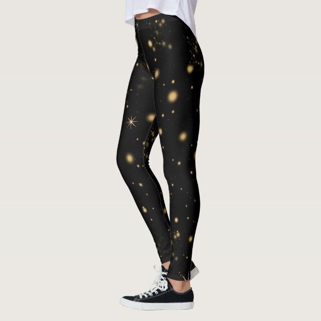 Leggings Golden Yellow Stars Black Night (Gauche)