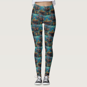 Leggings Goldendoodle Noël Festive Voyage