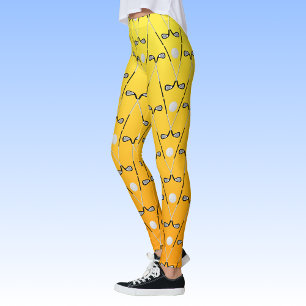 Leggings Golf clubs motif jaune orange sport