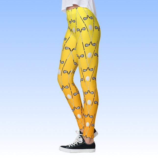 Leggings Golf clubs motif jaune orange sport (Créateur téléchargé)
