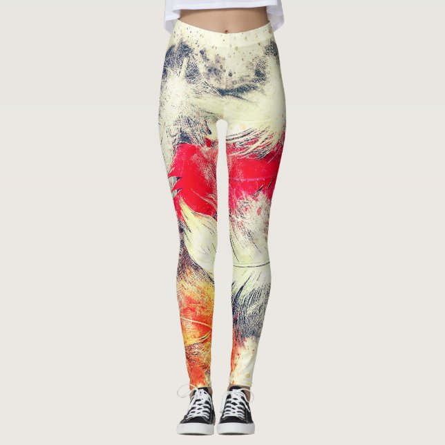 Leggings Gorgeous Funky Vibrant Feather Design (Devant)