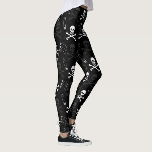 Leggings Goth Punk Rock Style Motif crâne