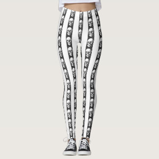 Leggings Gothic striped pattern with skulls