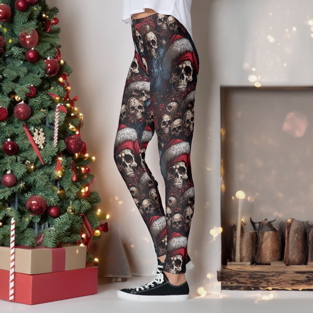 Leggings Gothique Crânes foncées Chapeaux de Noël Gothmas N (Créateur téléchargé)