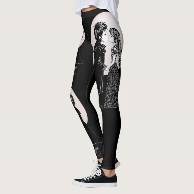 Leggings Gothique Emo Enfants Kiss Valentine's Day (Gauche)