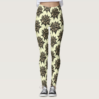 Leggings Gothique Sepia Toned Abstraite Flower Motif