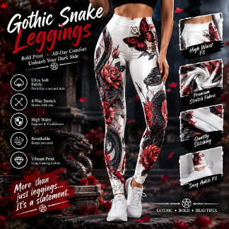 Leggings Gothique Serpent & Roses Rouges – Fantast