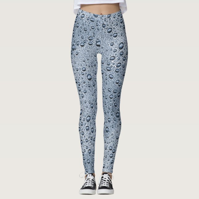 Leggings gouttelettes d'eau gris de métal (Devant)