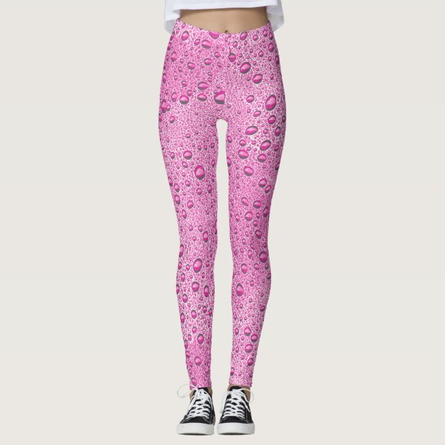 Leggings gouttelettes d'eau roses chaudes (Devant)