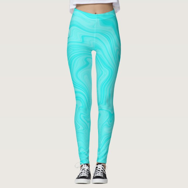 Leggings Gouttes d'eau bleues Fête d'anniversaire de piscin (Devant)