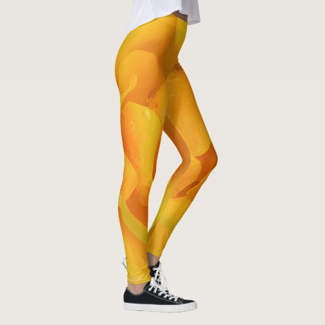 Leggings Gouttes d'eau de rose jaune romantique (Droite)