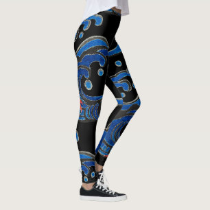 LEGGINGS GOUTTES IMPRIMÉES AVEC VAGUES NOIRES ET JAPONAISES