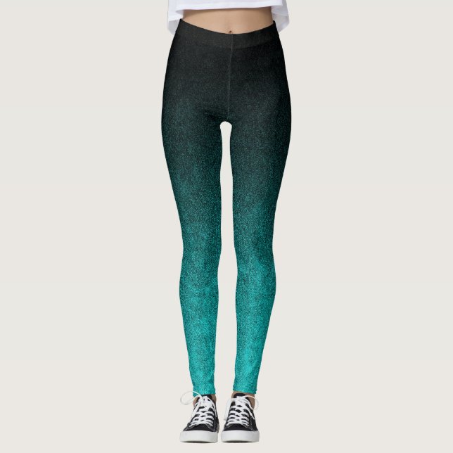 Leggings Gradient Aqua et Parties scintillant noire (Devant)