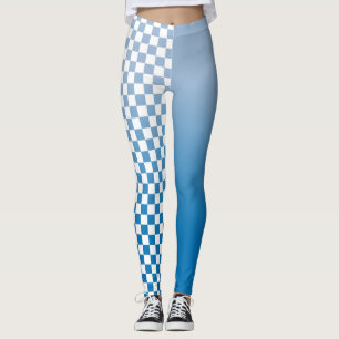 Leggings Gradient bleu ciel et Motif À damiers