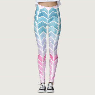 Leggings Gradient Chevron : Aquarelle Motif Herringbone.