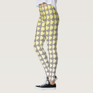 Leggings Gradient Motif tendance du coeur jaune et gris