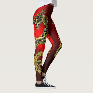 Leggings Gradient noir de rouge de dragons d'or