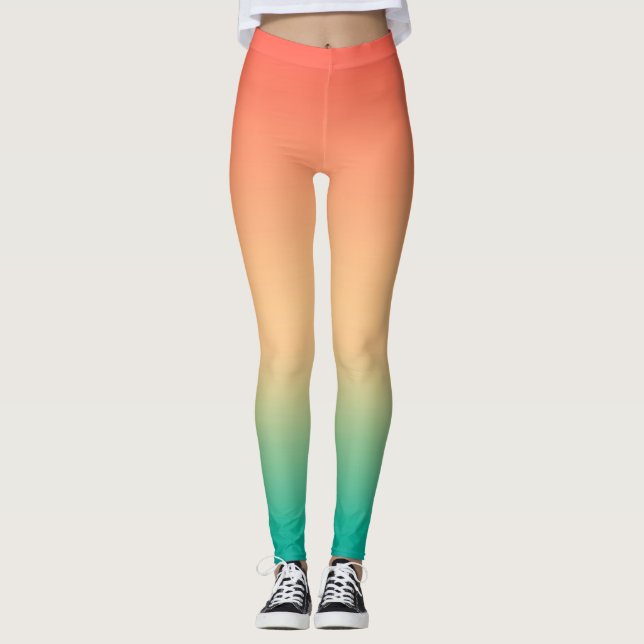 Leggings Gradient ombre corail blush beige vert doux bleu (Devant)