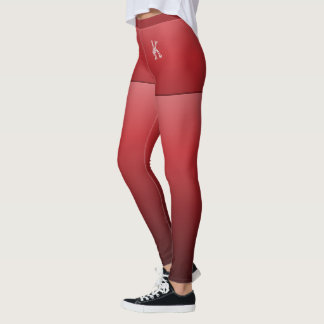 Leggings Gradient rouge vif, Faux Shorts, Monogramme person