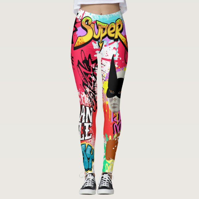 Leggings Graffiti à la peinture aérosol moderne et accroche (Devant)