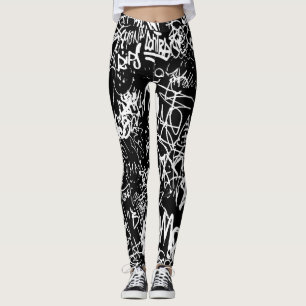 Leggings Graffiti Abstrait Collage Motif d'impression
