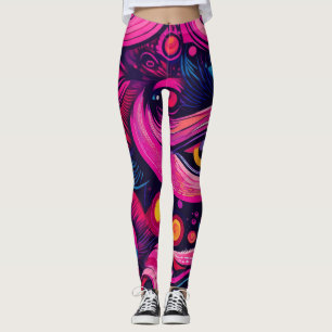 Leggings Graffiti Abstrait Gras, Urbain, Street Chic