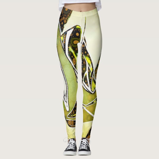 Leggings Graffiti Abstrait rétro Main urbaine géométrique (Devant)