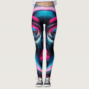 Leggings Graffiti Abstrait Visage Gros yeux Lèvres rouges N