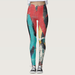 Leggings Graffiti Maximaliste avec Éclaboussures Rouges Jau