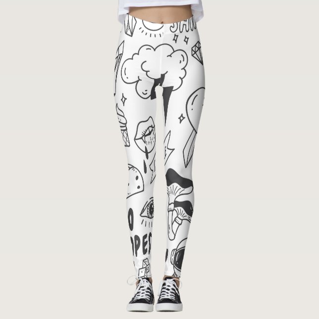 Leggings Graffiti mignon : Doodle Art Set. (Devant)
