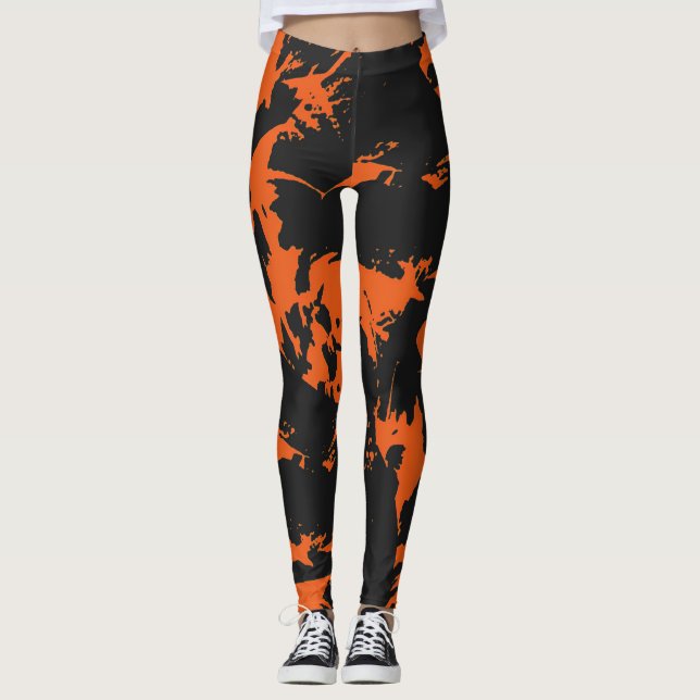 Leggings Graffiti orange et noir (Devant)
