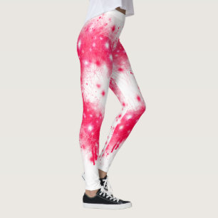 Leggings Graffiti peinture rose brillant design coeur