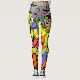 Leggings Graffiti urbain : mur d'art Vintage