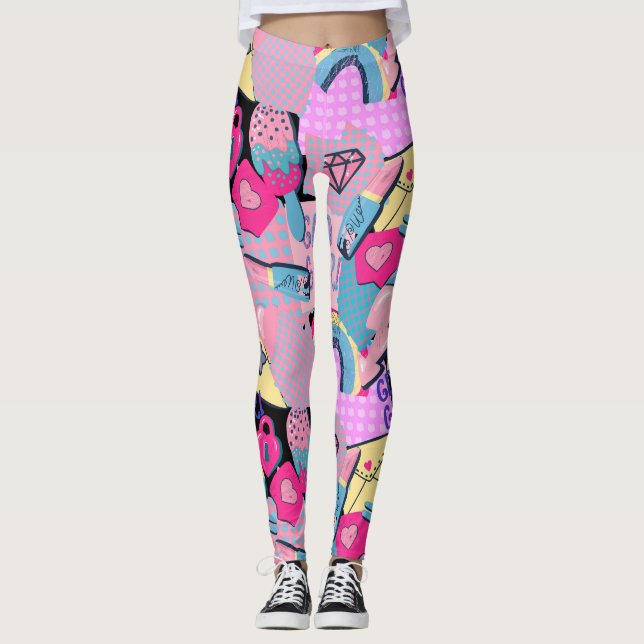 Leggings Graffiti Urban Streetwear Pattern  (Devant)
